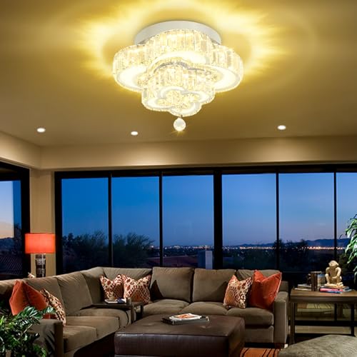 Crystal Ceiling Chandelier Flush Mount Chandelier for Livingroom