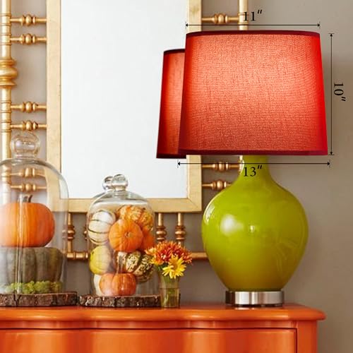 Burgundy Lamp Shade Medium Drum (11"×13"×10"-1 Pc / Burgundy Natural Faux Silk)