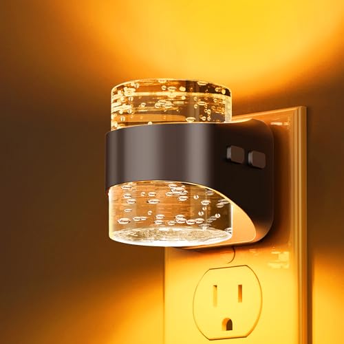 Night Light Bubble Night Lights Plug into Wall (Black Bubble-Amber / 1 Pack)