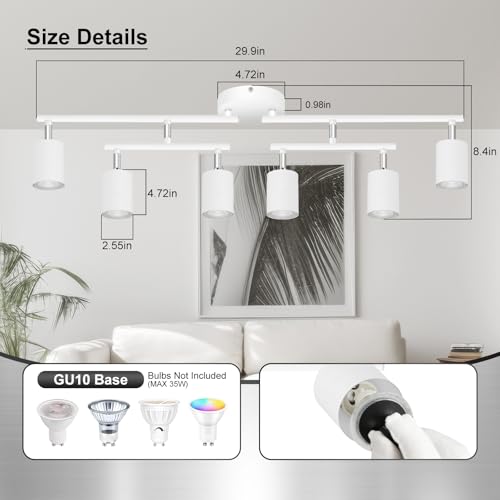 6 Light Track Lighting Fixtures Ceiling (6 light-white)