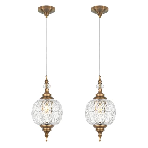 Pendant Lights Kitchen Island 2 Pack with Clear Glass