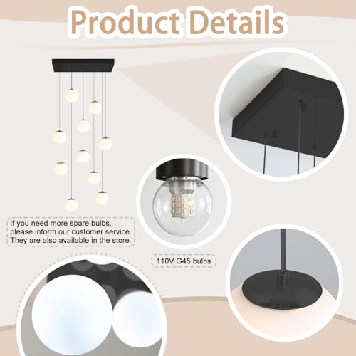 Modern Rectangular Chandelier (Black-White / Rectangle 10-Light)