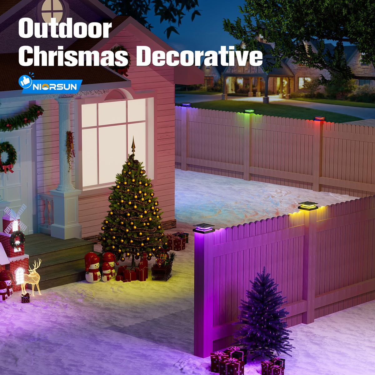 4x4 Post Solar Lights Color Changing (Black)