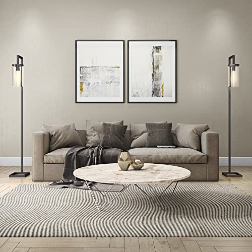 67" Modern 1 Light Floor Lamp (Black / 67" Floor Lamp - Seeded Shade)