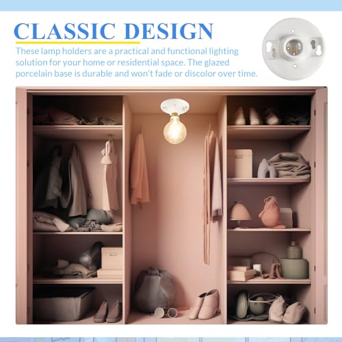 8 Pcs Light Socket E26 Porcelain Keyless Ceiling Bulb Fixture (Porcelain)
