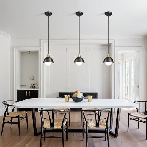 Industrial Kitchen Pendant Light Fixtures (Black & Gold / 3 Pack-6inch)