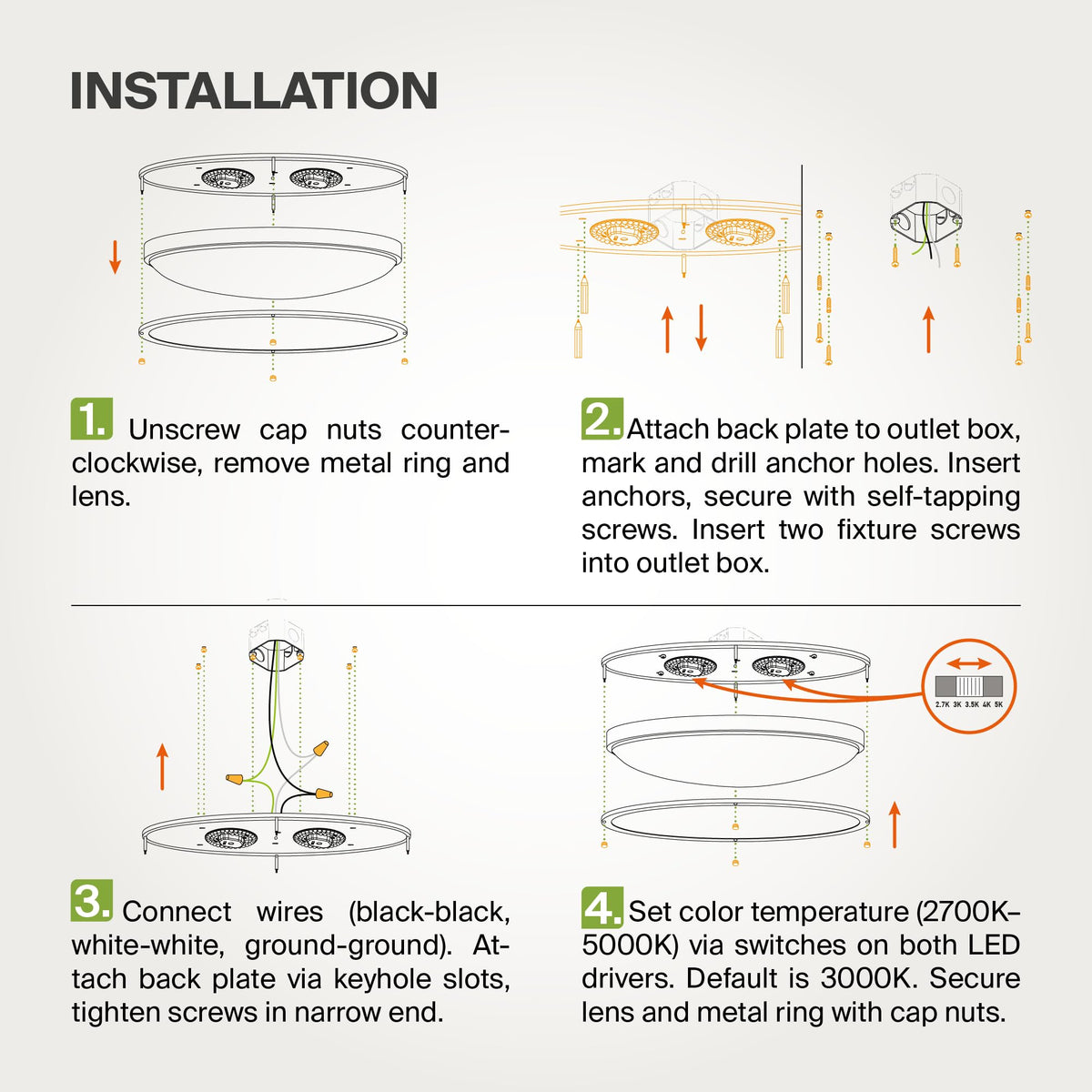 LED 32" Oval Flush Mount Lighting (Black)