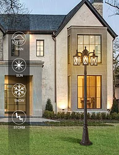 Modern Outdoor Street Light 82.7" H Dusk to Dawn 3 (Black Finish)