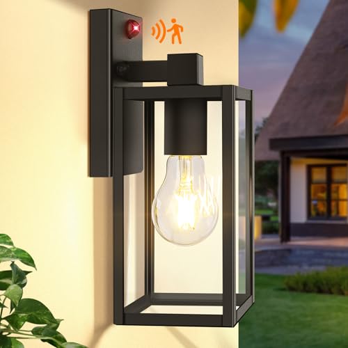 10.6" Upgraded Motion Sensor Outdoor Wall Light Fixture (Black / 10.6in)