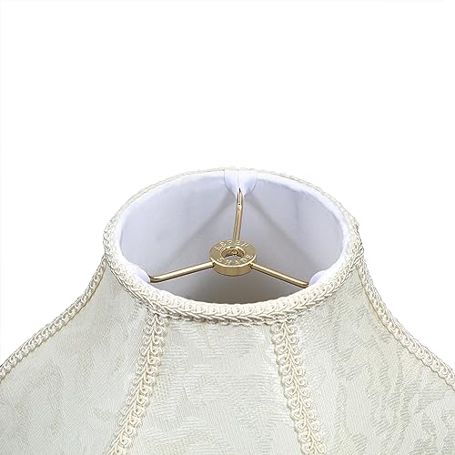30335 Transitional Scallop Bell Shape Spider Construction Lamp Shade in Ivory with Abstract Pattern (Ivory with Abstract Pattern & 13" Wide)