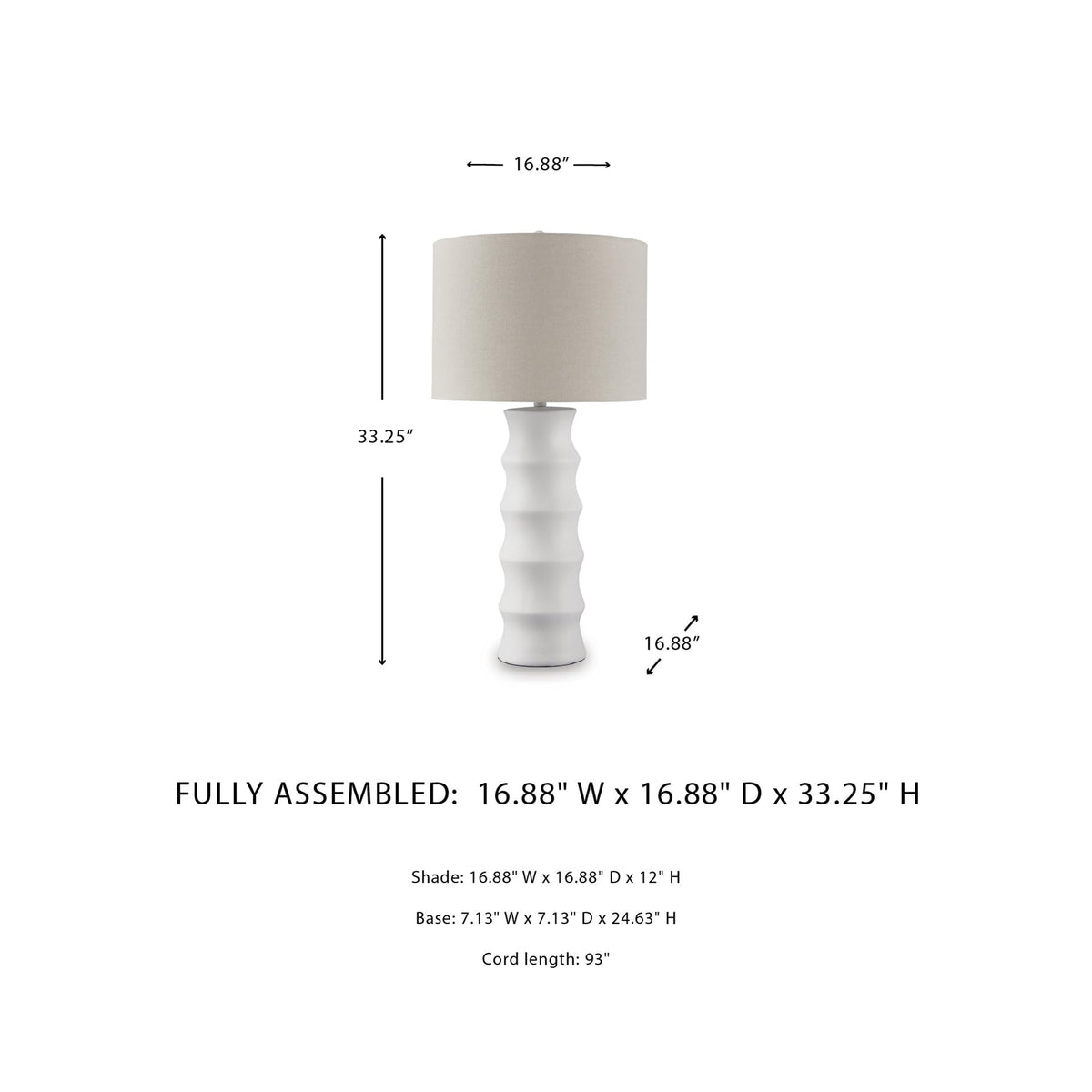 1 Piece Scalloped Table Lamp for Living Room (White/Cream / Table Lamp)