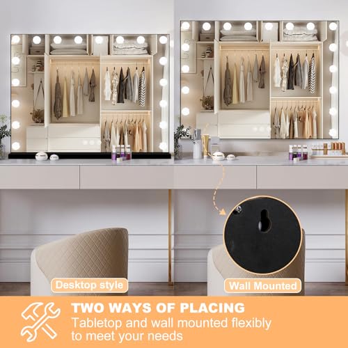 Vanity Mirror with Lights (Black / 32"L x 24"W)