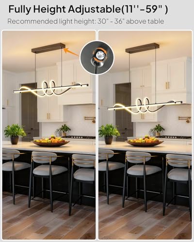 39.4in Dining Table Light Fixture (Black / 39.4in)