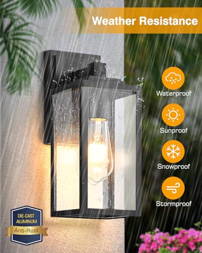 Black Outdoor Wall Lights (Black / No Sensor 1 PACK)