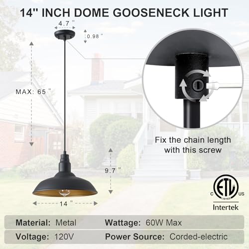 Farmhouse Pendant Lights with Large 14 Inch Dome (Matte Black / 14" Dome)