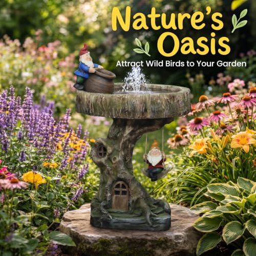 Gnome Outdoor Water Fountain with Solar Pump (Sl27004)