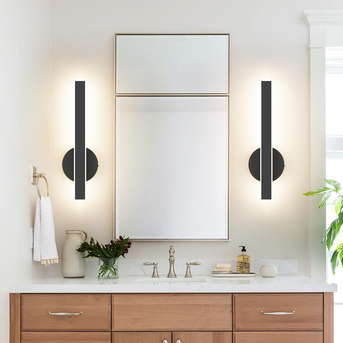 Black Wall Sconce Hardwired Modern LED 18W Wall Sconce Set of Two (Black)