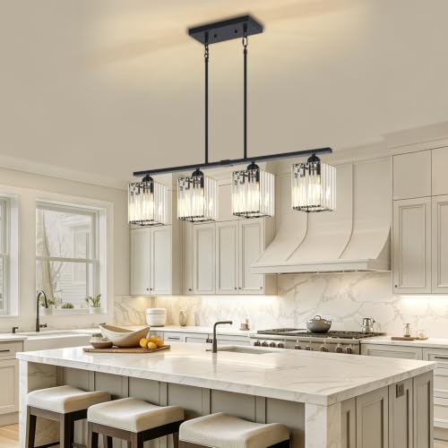4 Light Modern Crystal Kitchen Island Lighting