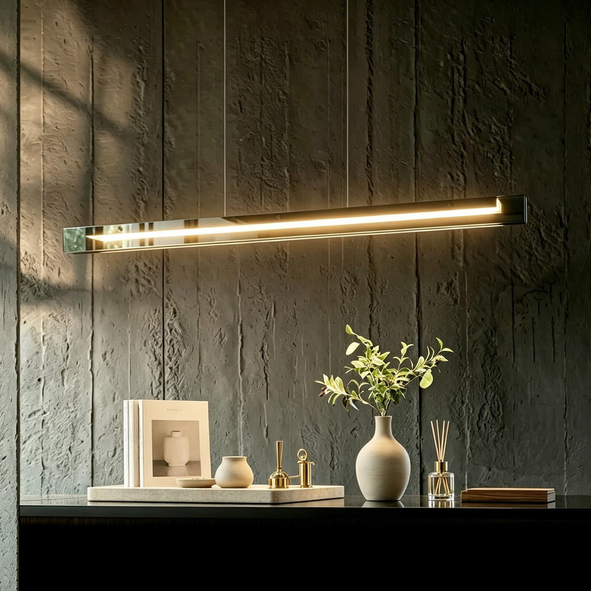 63" glass Linear Pendant Light LED linear kitchen island lighting Modern (63”)