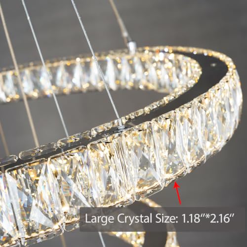 3 Tier Crystal Ring LED Chandelier (27.53'')