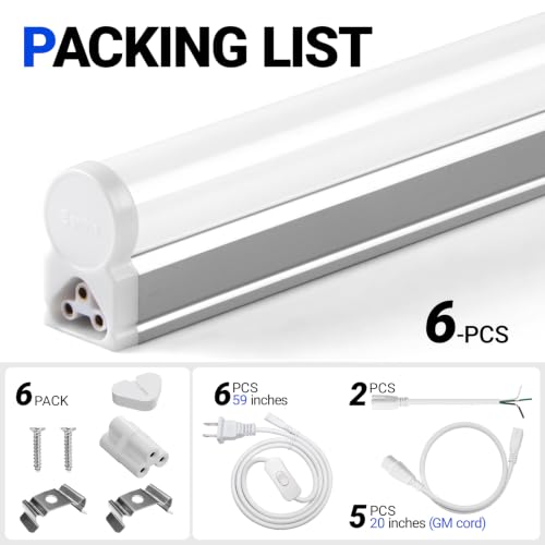 6 Pack LED T5 Shop Lights