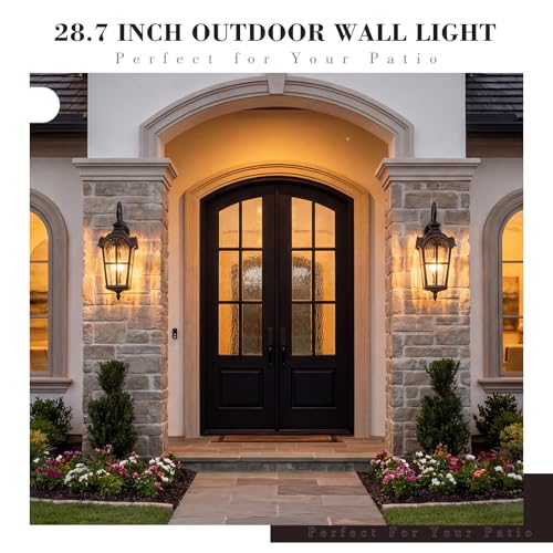 Outdoor Wall Sconce 28.7" (ORB - Water Ripple Glass / 28.7 Inch - No Function)