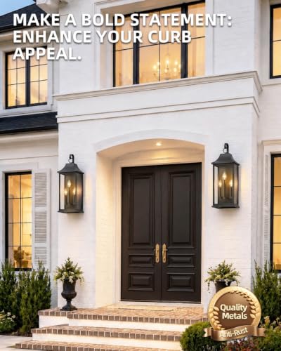 25" Extra Large Outdoor Wall Lanterns 2 Pack (Black / 25 Inch)