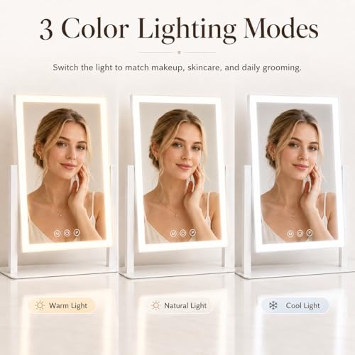 16"x13" Vanity Mirror with Lights (White / 16"L x 13"W)