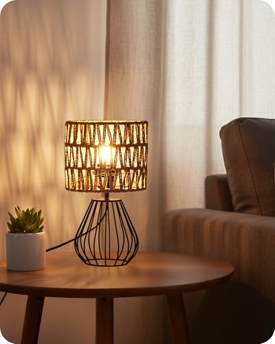 Rattan Table Lamp (Mesh + Black)