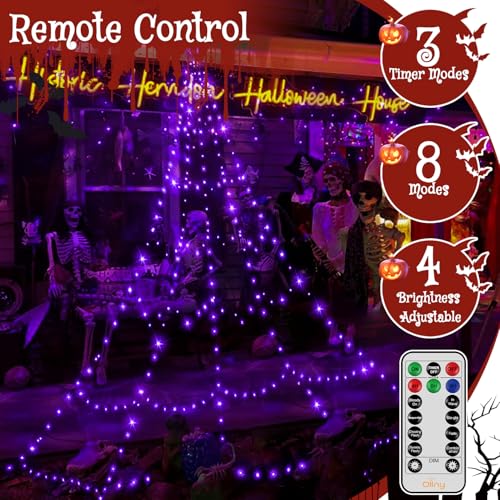 Halloween Lights Outdoor 454 LED Spider Web Lights Purple Halloween Decorations (purple)