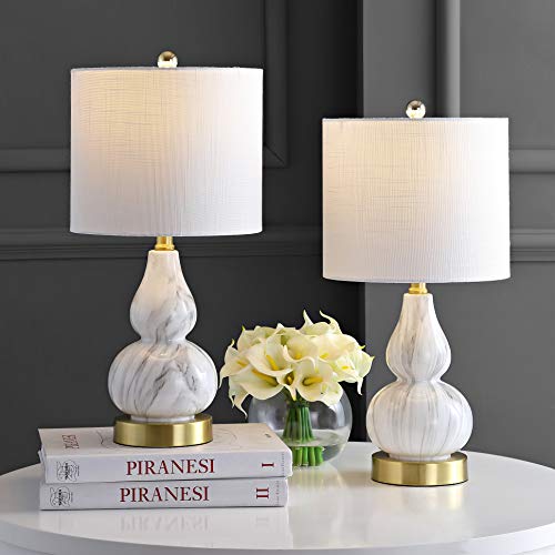 Anya Gourd Glass Table Lamp 20.5" (Set of 2 / Black / White)