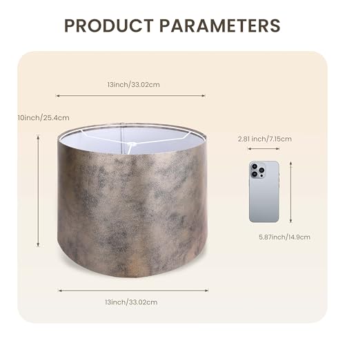 Drum Lampshades Set of 2 (Imitation Gold Cowhide)