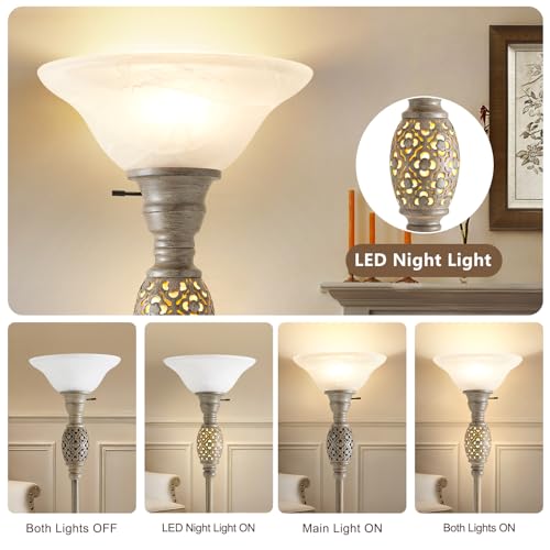 70" Torchiere Floor Lamps with NightLight (Grayish Brown)