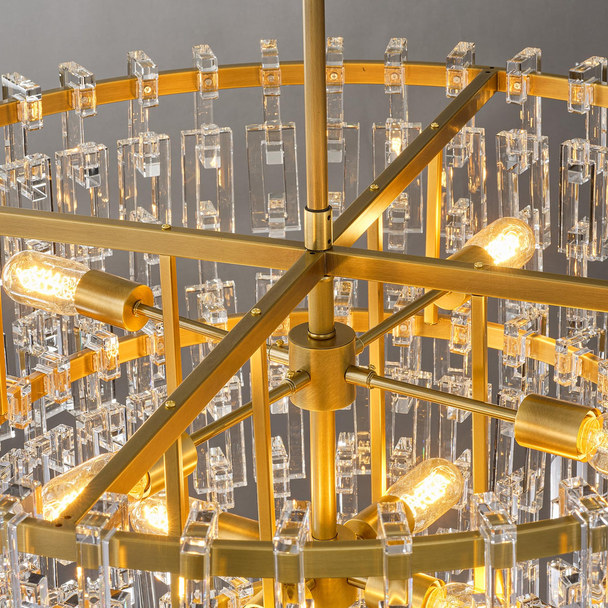 36'' W Round Crystal Chain Chandelier 9 (Gold-4(36''))
