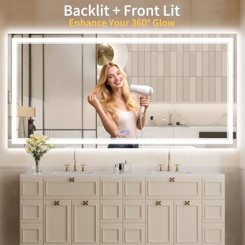28"x60" LED Bathroom Mirror with Lights (28"L x 60"W)