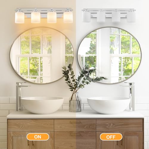 Modern Bathroom Light Fixtures Over Mirror (Chrome / 27.16 inch-4-Light)