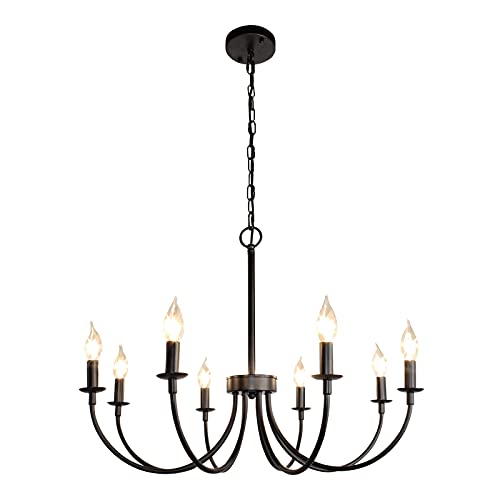 8 Light Black Farmhouse Chandelier (Black / 8 Light)