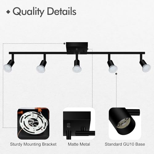 5 Light Track Lighting Fixtures Ceiling (5 light -black(small))