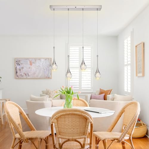 4 Light Brushed Nickel Crystal Pendant Lighting Fixture (Brushed Nickel / Rectangle Pendant 4-Light)