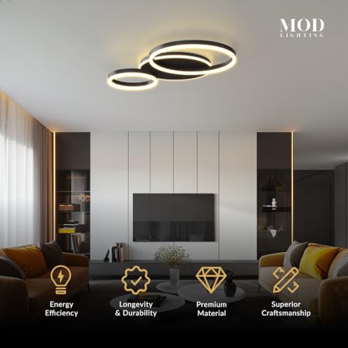 Chloe Flush Mount Ceiling Light (Black Ash / 3 Circles / Warm White)