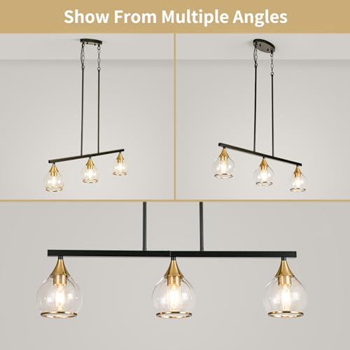 Island Light for Kitchen (Black and Gold / 3-Light)