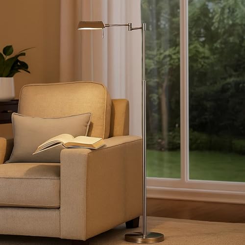 Benjara 10W LED Adjustable Metal Floor Lamp with Swing Arm