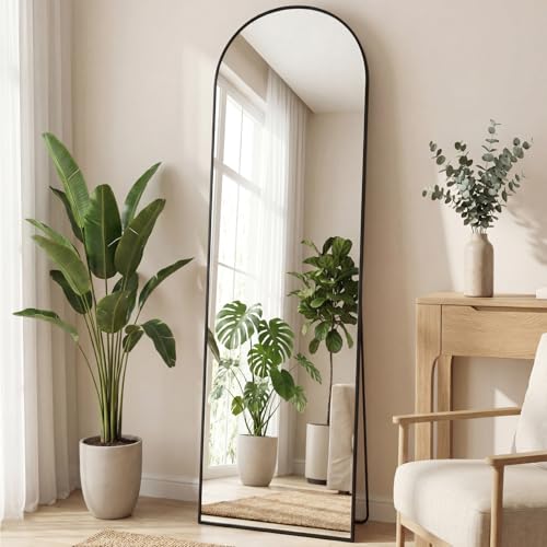 Arched Full Length Floor Mirror 56"x15" (Black-arched / 56"L x 15"W)