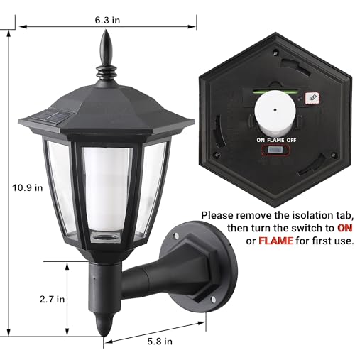 4 Pack Solar Flame Wall Lanterns Outdoor (Flickering Flame / 4 Pack)