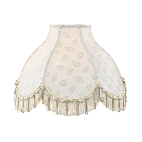 30626 Tranditional Scallop Dome Shape Spider Construction Lamp Shade in Butter Cream Jacquard Fabric (Butter Cream & 17" Wide)