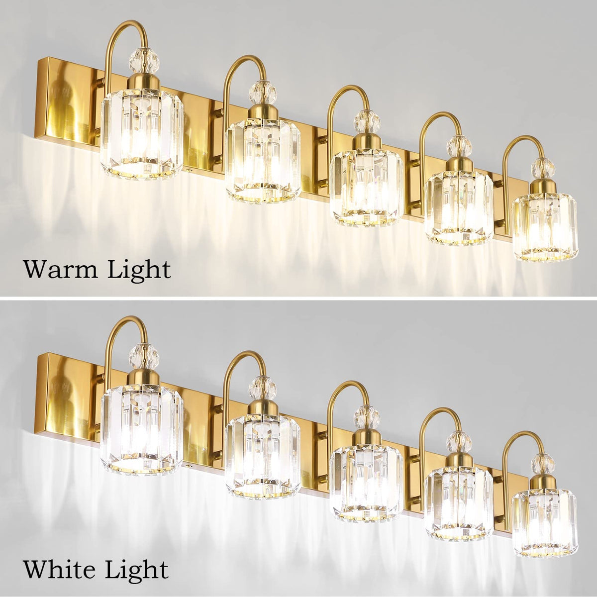 Crystal Vanity Lights 5 (Round-Brass / 5-light)