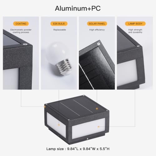 Solar Post Light Outdoor Modern Column Pillar Lamp Waterproof