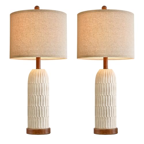 26.5" Bedside Table Lamps Set of 2 (26"-Yellowish and Brown)