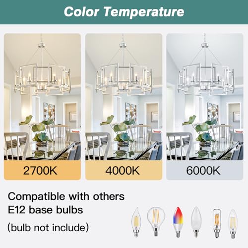 Modern Chandelier Chrome Geometric Pendant Lighting Fixture 5 (Silver)