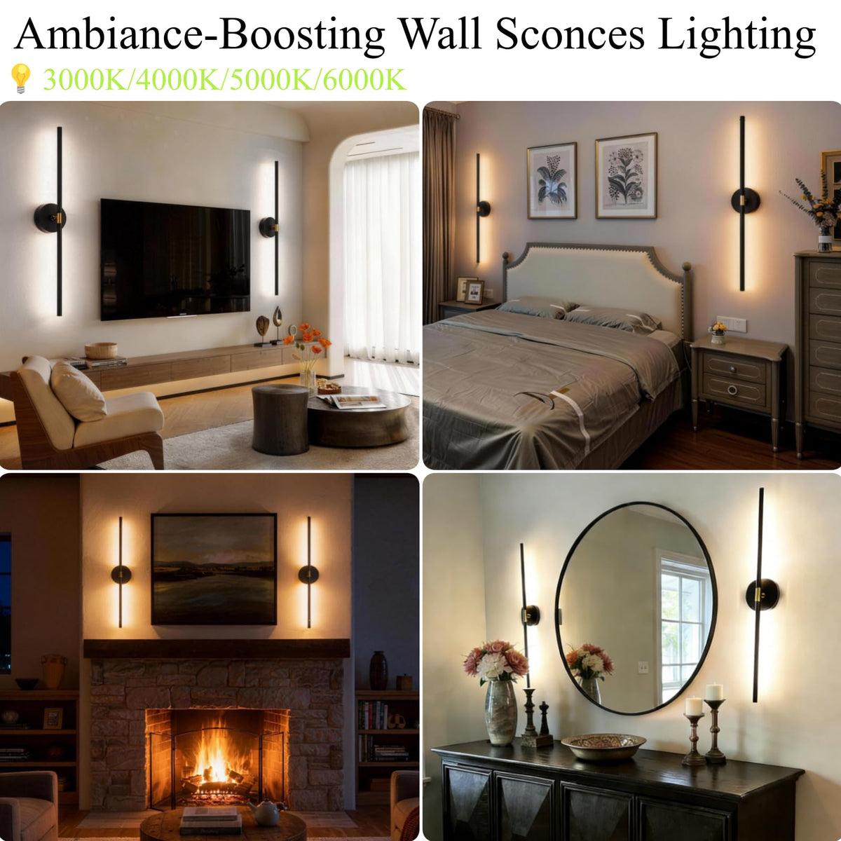 Battery Operated Wall Sconce Set of 2 (Black / Set of 2)